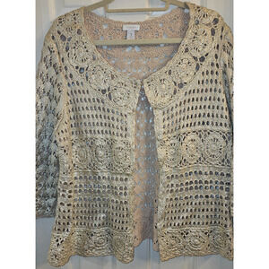 NWOT Chico's Gold Metallic Sz 3 - XL -16 Sweater